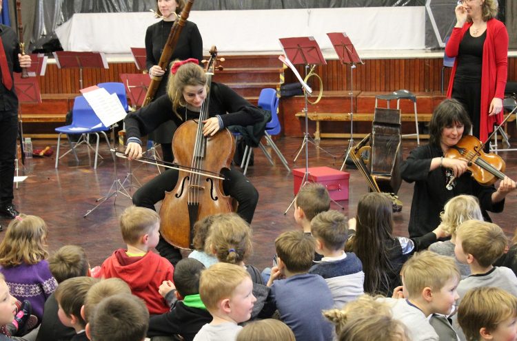 Principal Cello Luise Buchberger performs on the Musical Landscapes tour in County Durham