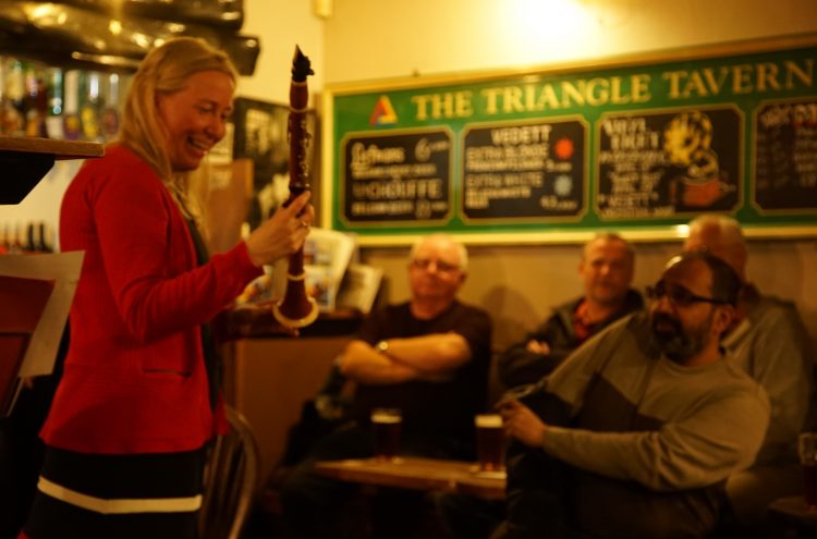 Katherine Spencer (clarinet) performs in the Triangle Tavern, Lowestoft