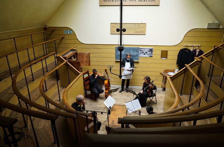 Filming at London’s Old Operating Theatre. © Zen Grisdale